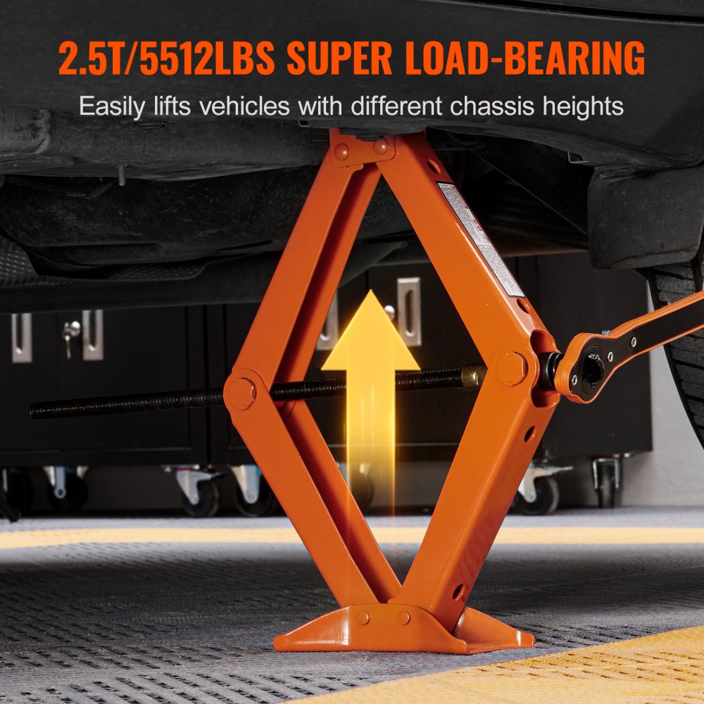 VEVOR Scissor Jack, 2.5 Ton/5512 lbs Scissor Car Jack, 3.7"-17.1" Lifting Range Scissor Lift Jack with Ratcheting Handle and L-Wrench, Portable Tire Jack for Cars Trucks Sedans MPVs