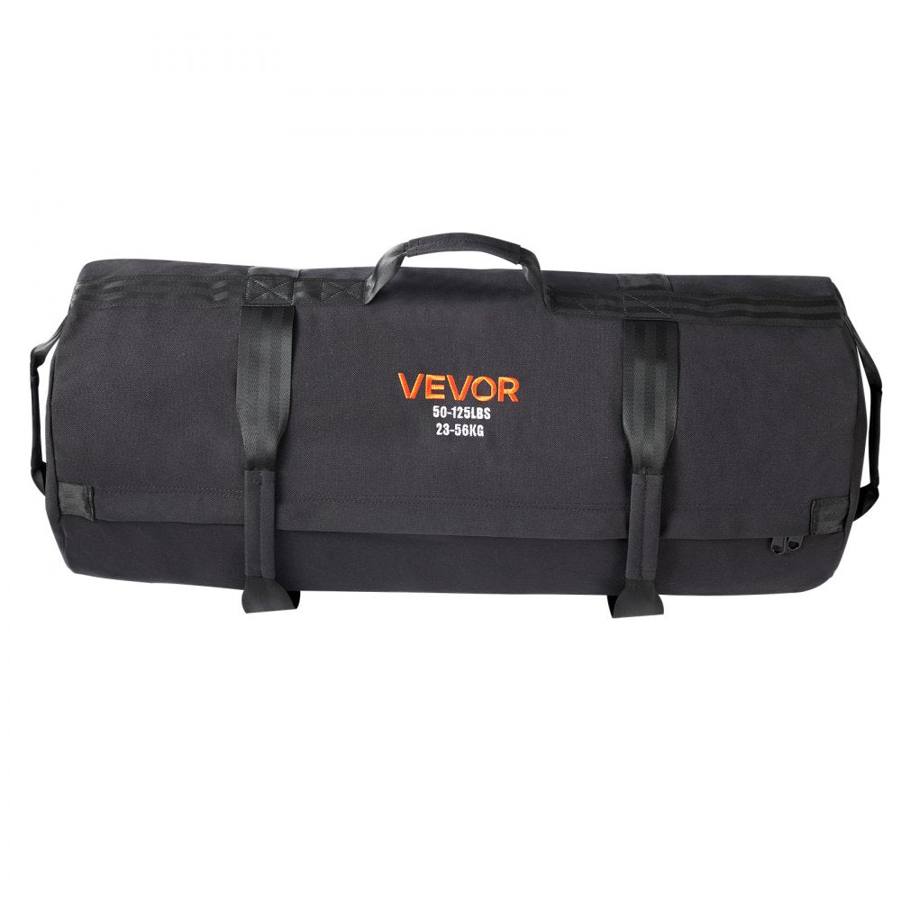 VEVOR Workout Sandbag, Heavy Duty Workout Power Bags with Handles, 50-125 lbs Adjustable Slam Bag for Fitness Strength Weight Training Cross-Training, Home Gym Exercise, Black (Unfilled)