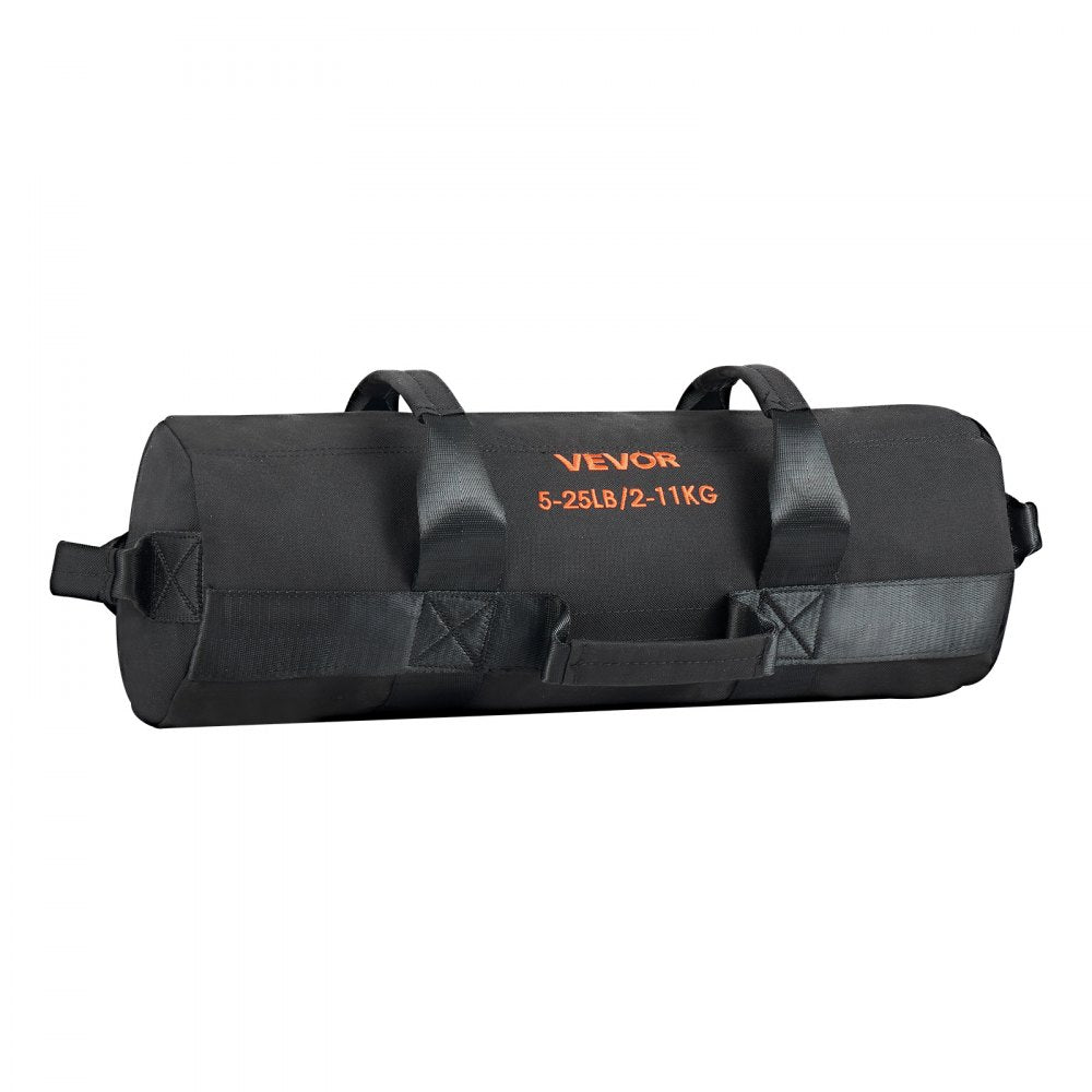 VEVOR Workout Sandbag, Heavy Duty Workout Power Bags with Handles, 5-25 lbs Adjustable Slam Bag for Fitness Strength Weight Training Cross-Training, Home Gym Exercise, Black (Unfilled)