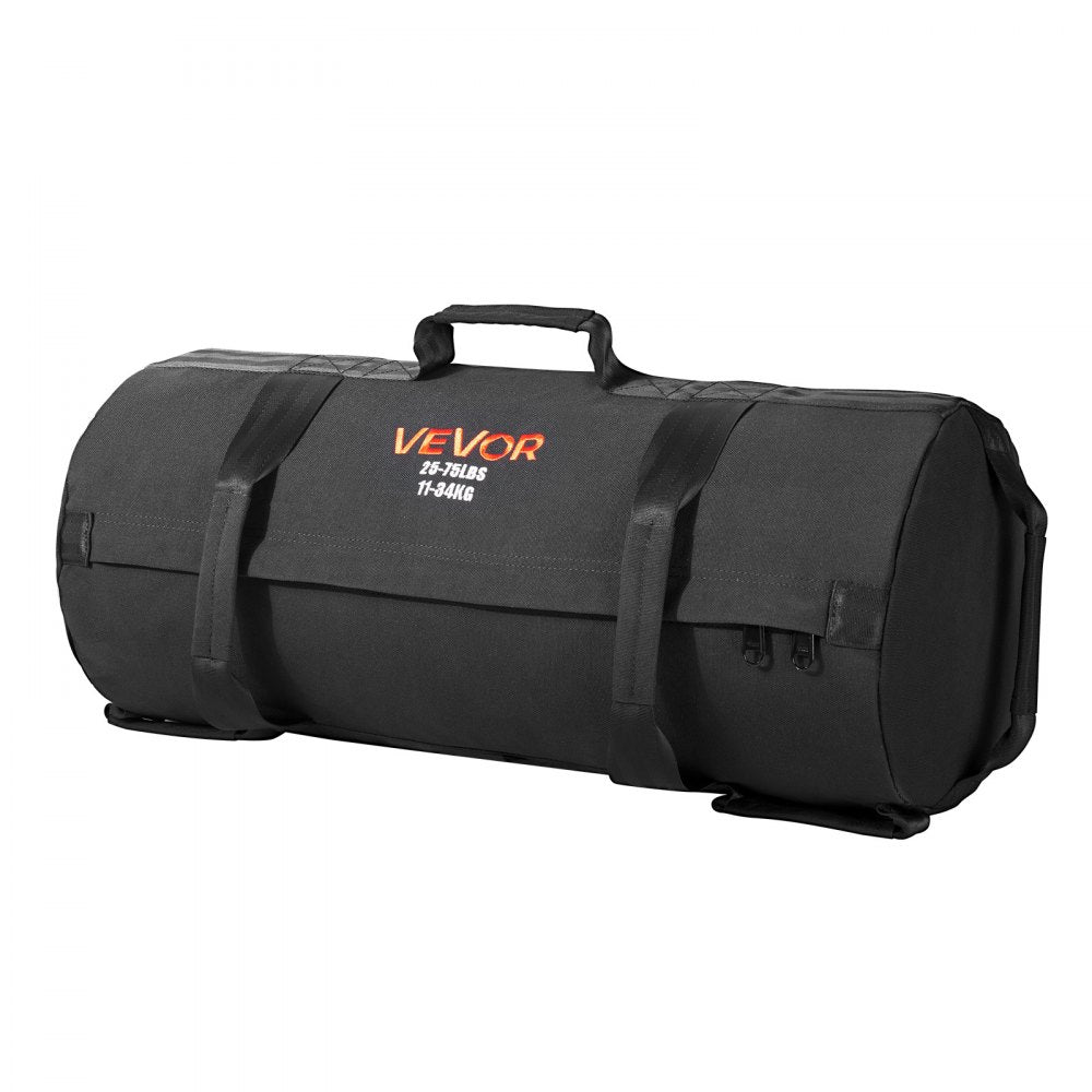 VEVOR Workout Sandbag, Heavy Duty Workout Power Bags with Handles, 25-75 lbs Adjustable Slam Bag for Fitness Strength Weight Training Cross-Training, Home Gym Exercise, Black (Unfilled)