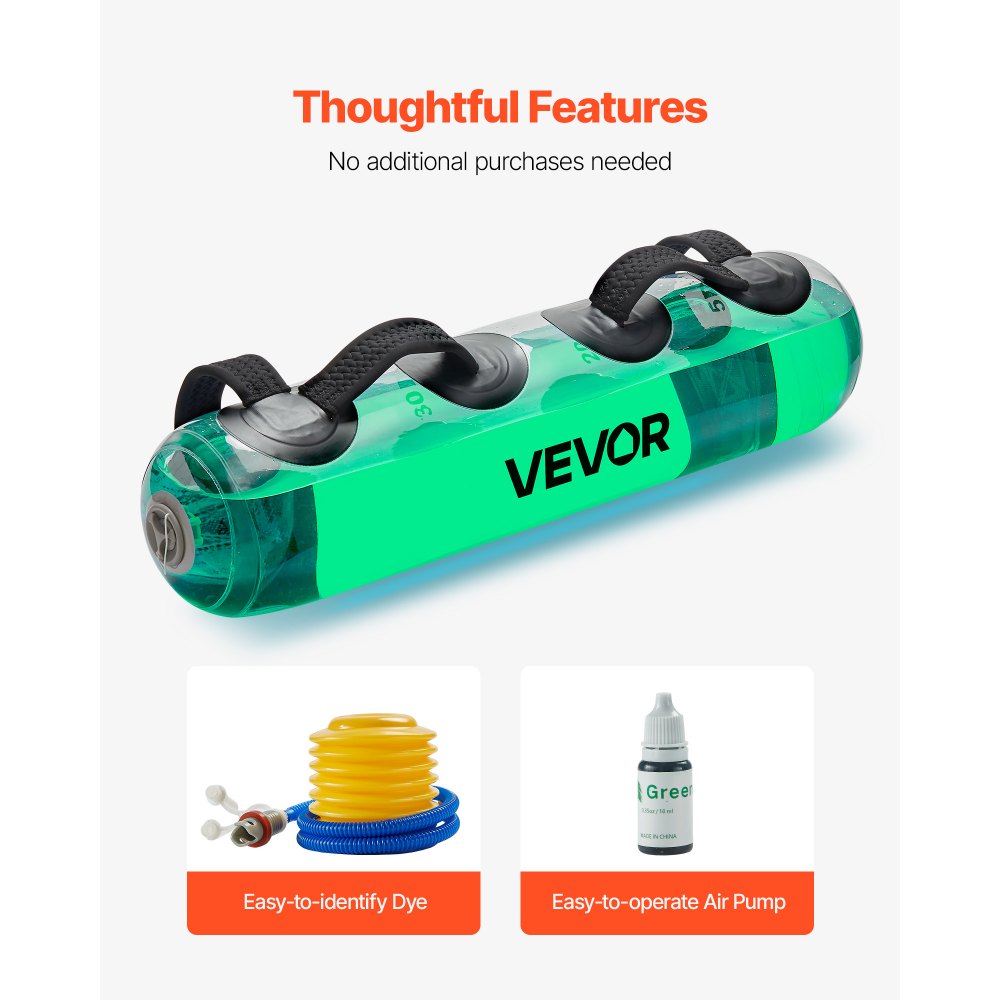 VEVOR Water Weights Aqua Bag, Large Aqua Bags for Workout, 50 lbs Adjustable Portable Stability Fitness & Full Body Exercise Equipment, for Strength Core and Balance Training, Home Gym Exercise, Clear