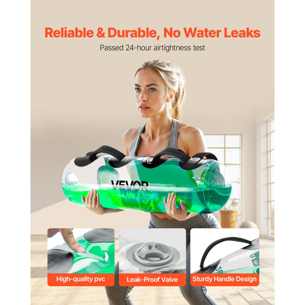 VEVOR Water Weights Aqua Bag, Large Aqua Bags for Workout, 70 lbs Adjustable Portable Stability Fitness & Full Body Exercise Equipment, for Strength Core and Balance Training, Home Gym Exercise, Clear