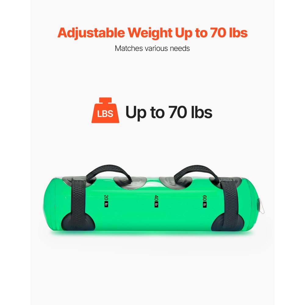 VEVOR Water Weights Aqua Bag, Large Aqua Bags for Workout, 70 lbs Adjustable Portable Stability Fitness & Full Body Exercise Equipment, for Strength Core and Balance Training, Home Gym Exercise, Clear
