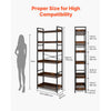 VEVOR Industrial Bookshelf, 6-Tier, Vintage Ladder Shelf Bookshelves and Bookcases, with Metal Frame, Book Organizer with Open Shelves, for Living Room, Bedroom, Kitchen, Home Office, Rustics Brown