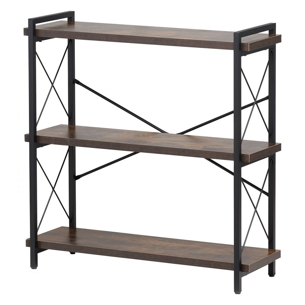 VEVOR Metal Bookshelf, 3-Tier Industrial Bookshelf, Small Rustic Storage Display Bookcase with Open Shelves, Freestanding Display Vintage Shelving Unit Storage Rack, for Living room, Bedroom & Office