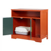 VEVOR Cat Litter Box Enclosure, 31 in Hidden Litter Box Cabinet with Shelf & Storage, Modern Style Indoor Cat Washroom, Wooden Kitty House Furniture End Table, Fit Most Litterboxes, Red & Green