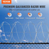 VEVOR Razor Wires, 147 ft Razor Barbed Wire, 3 Rolls Razor Wire Fencing Razor Fence, Double Spiral Razor Ribbon Barbed Wire Galvanized Razor Wire Fence, Rolls Razor for Garden