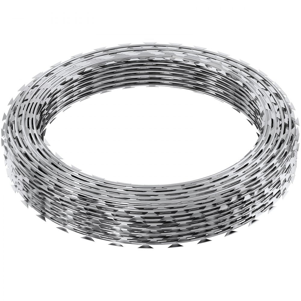 VEVOR Razor Wires, 98 ft Razor Barbed Wire, 2 Rolls Razor Wire Fencing Razor Fence, Razor Ribbon Barbed Wire Galvanized Razor Wire Fence, Rolls Razor for Garden