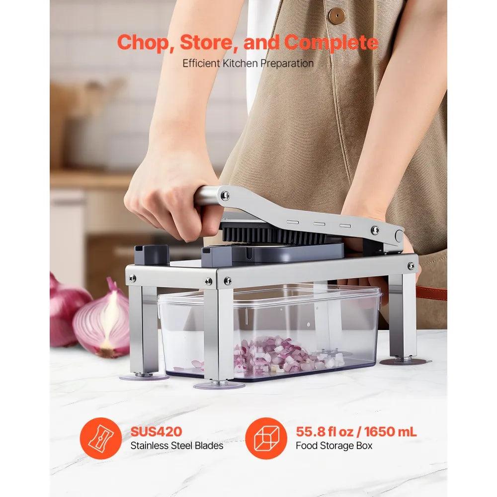 VEVOR Vegetable Chopper Mandoline Slicer, All-in-1 Food Veggie Cutter with 9 Stainless Steel Blades, Cheese Grater Onion Potato Dicer with Container,Salad Spiralizer Kitchen Gadgets&Essentials