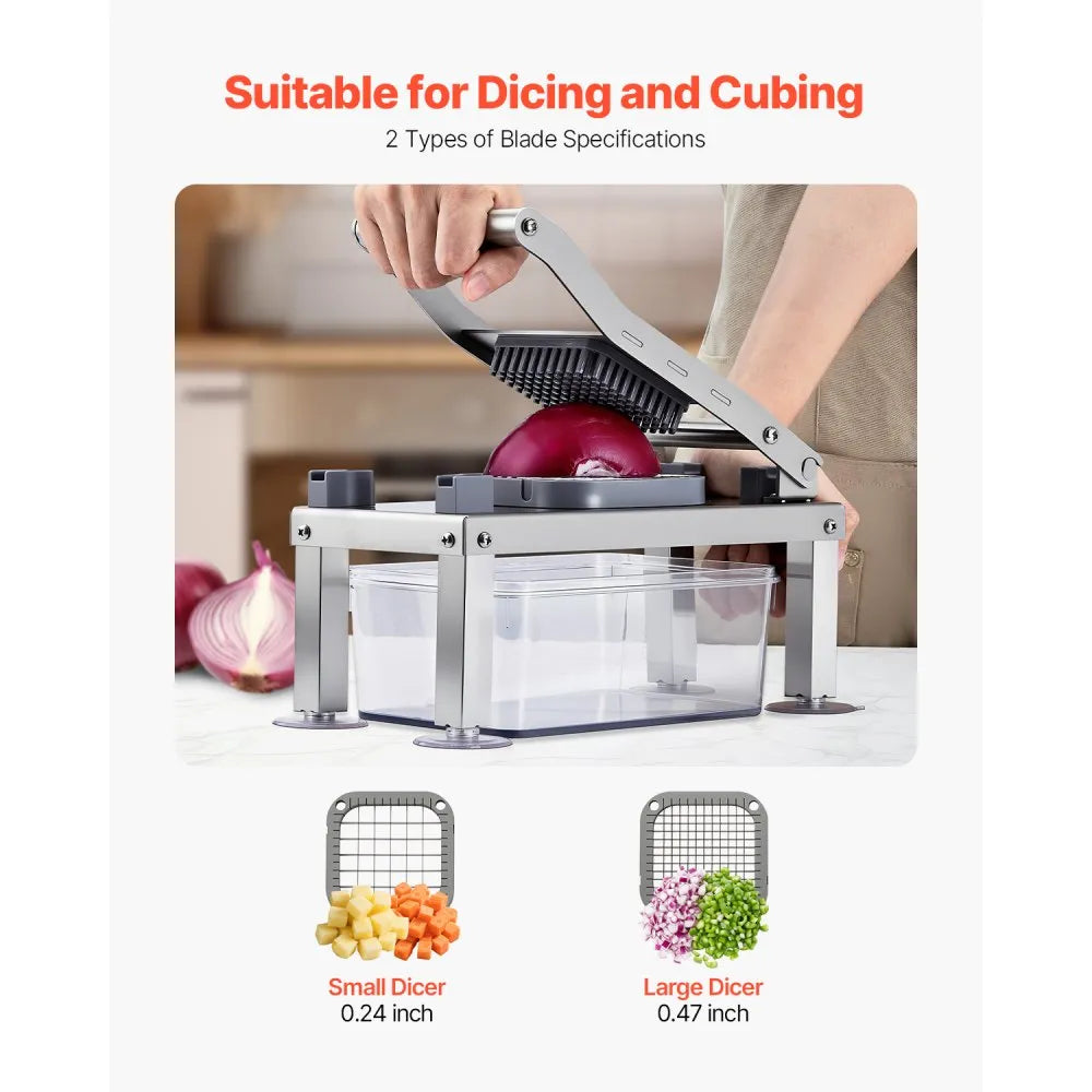 VEVOR Vegetable Chopper Mandoline Slicer, All-in-1 Food Veggie Cutter with 9 Stainless Steel Blades, Cheese Grater Onion Potato Dicer with Container,Salad Spiralizer Kitchen Gadgets&Essentials