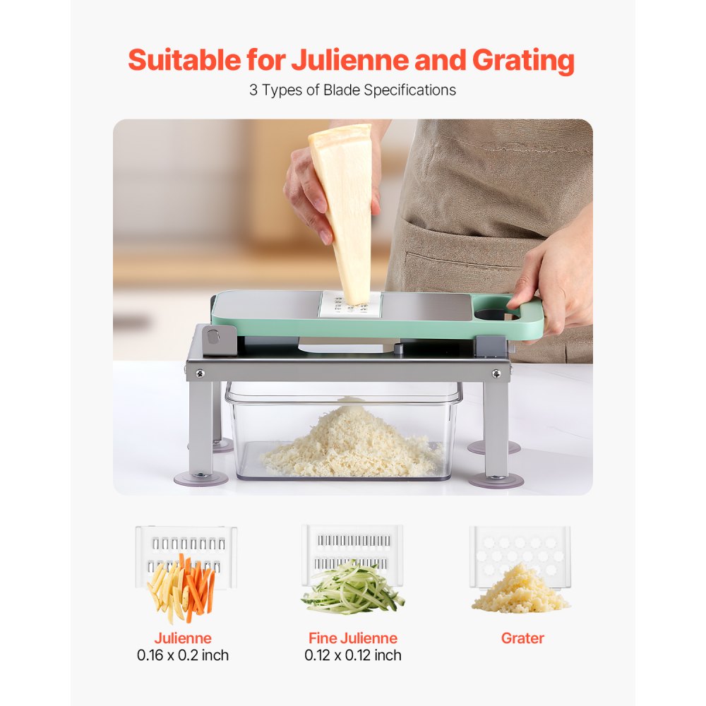 VEVOR Vegetable Chopper Mandoline Slicer, All-in-1 Food Veggie Cutter with 8 Stainless Steel Blades, Cheese Grater Onion Potato Salad Dicer with Container,Kitchen Gadgets&Essentials Home Appliances
