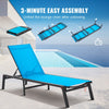VEVOR Chaise Lounge Chair Outdoor, Aluminum Patio Lounge Chair with Adjustable 5-Position, Folding Pool Lounge Chair Recliner and Full Flat Tanning Chair for Patio, Beach, Pool, Blue