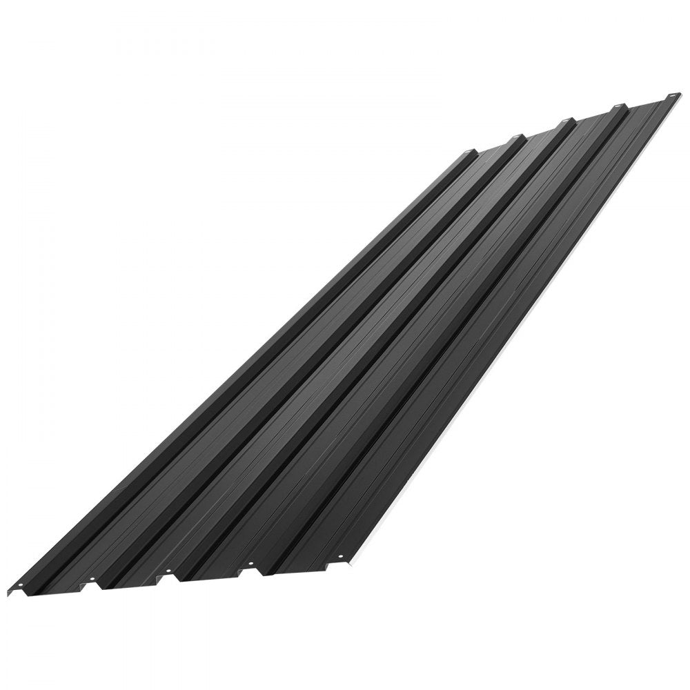VEVOR Metal Roof Panels, 25Pcs 176 sq.ft. Galvanized Steel Roofing Panels, High Impact Corrugated Tin Gazebo Top with Screws, Gloves, Heavy Duty for Gazebos, Chicken Coop Sheds Stables Patio, Black