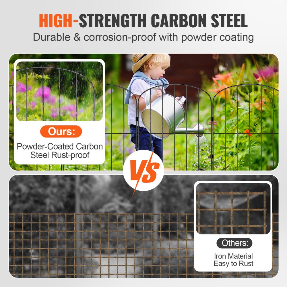 VEVOR Garden Fence, 24in(H) x30ft(L) Animal Barrier Fence, Underground Decorative Garden Fencing with 2 Inch Spike Spacing, Metal Dog Fence for the Yard and Outdoor Patio, 28 Pack