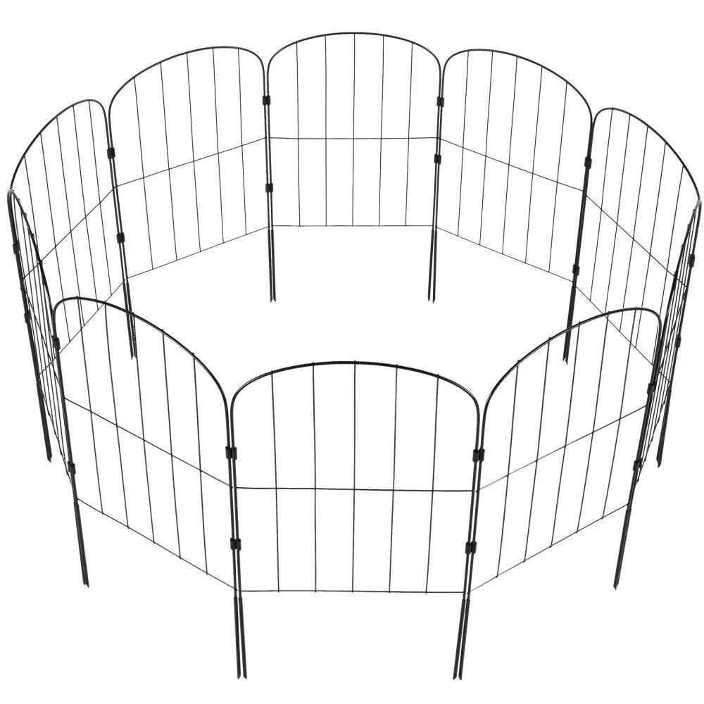 VEVOR Garden Fence, 24in(H) x11ft(L) Animal Barrier Fence, Underground Decorative Garden Fencing with 2 Inch Spike Spacing, Metal Dog Fence for the Yard and Outdoor Patio, 10 Pack