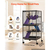 VEVOR Metal Small Animal Cage 44.5"H 4-Tier Rolling Ferret Cage On Wheels, 0.55" Wire Spacing Large Cages with Hammock, Ramps, Tray & Doors for Ferret, Chinchilla, Sugar Glider, Guinea Pig & Rabbit