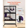 VEVOR Metal Small Animal Cage 51.2"H 4-Tier Rolling Ferret Cage On Wheels, 0.55" Wire Spacing Large Cages with Hammock, Ramps, Tray & Doors for Ferret, Chinchilla, Sugar Glider, Guinea Pig & Rabbit