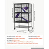 VEVOR Metal Small Animal Cage 51.2"H 4-Tier Rolling Ferret Cage On Wheels, 0.55" Wire Spacing Large Cages with Hammock, Ramps, Tray & Doors for Ferret, Chinchilla, Sugar Glider, Guinea Pig & Rabbit