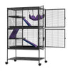 VEVOR Metal Small Animal Cage 51.2"H 4-Tier Rolling Ferret Cage On Wheels, 0.55" Wire Spacing Large Cages with Hammock, Ramps, Tray & Doors for Ferret, Chinchilla, Sugar Glider, Guinea Pig & Rabbit