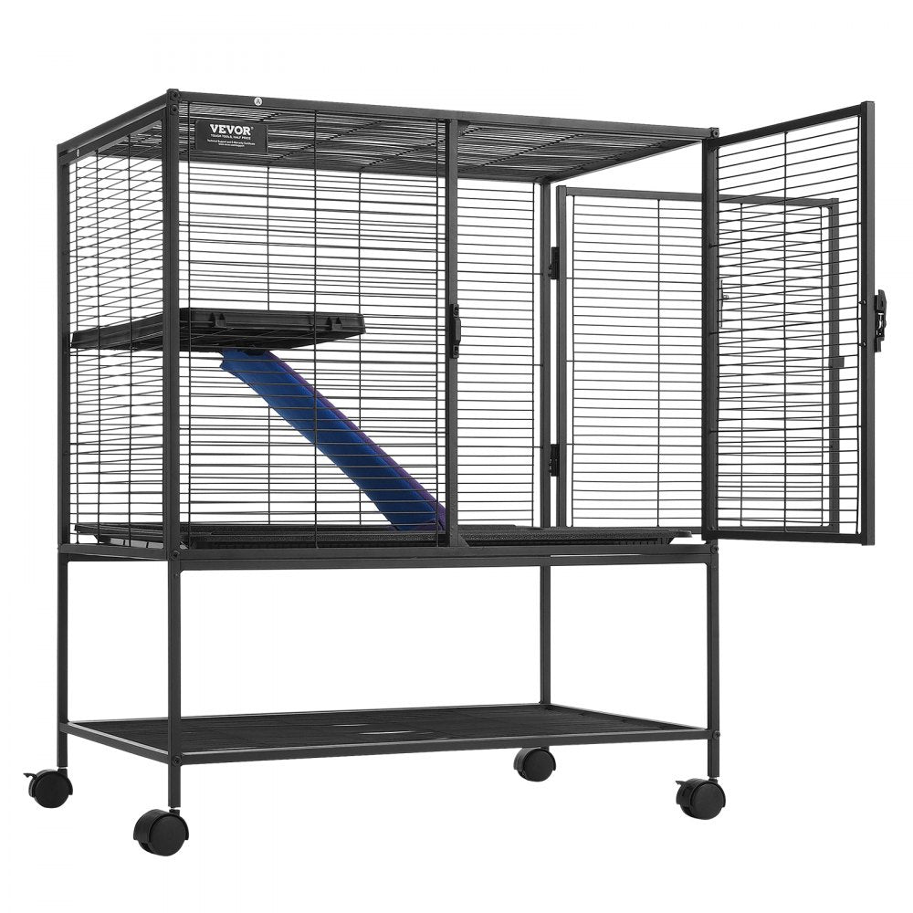 VEVOR 36" Rolling Metal Ferret Cage, Large 2-Tier Cage, Small Animal Cage with Ramps & Tray, Easy to Set up for Pet Rats, Hamster, Guinea Pig, Chinchilla, Squirrel, Hedgehogs, Bunny