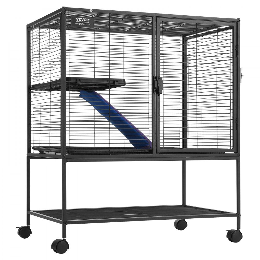 VEVOR 36" Rolling Metal Ferret Cage, Large 2-Tier Cage, Small Animal Cage with Ramps & Tray, Easy to Set up for Pet Rats, Hamster, Guinea Pig, Chinchilla, Squirrel, Hedgehogs, Bunny