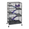 VEVOR Metal Small Animal Cage 58.7"H 6-Tier Rolling Ferret Cage On Wheels, 0.55" Wire Spacing Large Cages with Hammock, Ramps, Tray & Doors for Ferret, Chinchilla, Sugar Glider, Guinea Pig & Rabbit