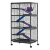 VEVOR Metal Small Animal Cage 58.7"H 6-Tier Rolling Ferret Cage On Wheels, 0.55" Wire Spacing Large Cages with Hammock, Ramps, Tray & Doors for Ferret, Chinchilla, Sugar Glider, Guinea Pig & Rabbit