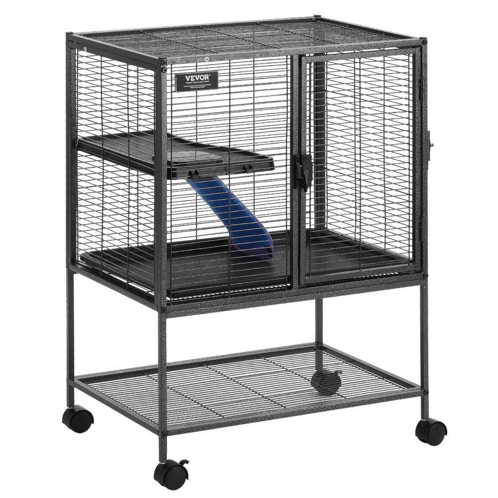 VEVOR 34" Rolling Metal Ferret Cage, Large 2-Tier  Cage, Small Animal Cage with Ramps & Tray, Easy to Set up for Pet Rats, Hamster, Guinea Pig, Chinchilla, Squirrel, Hedgehogs, Bunny