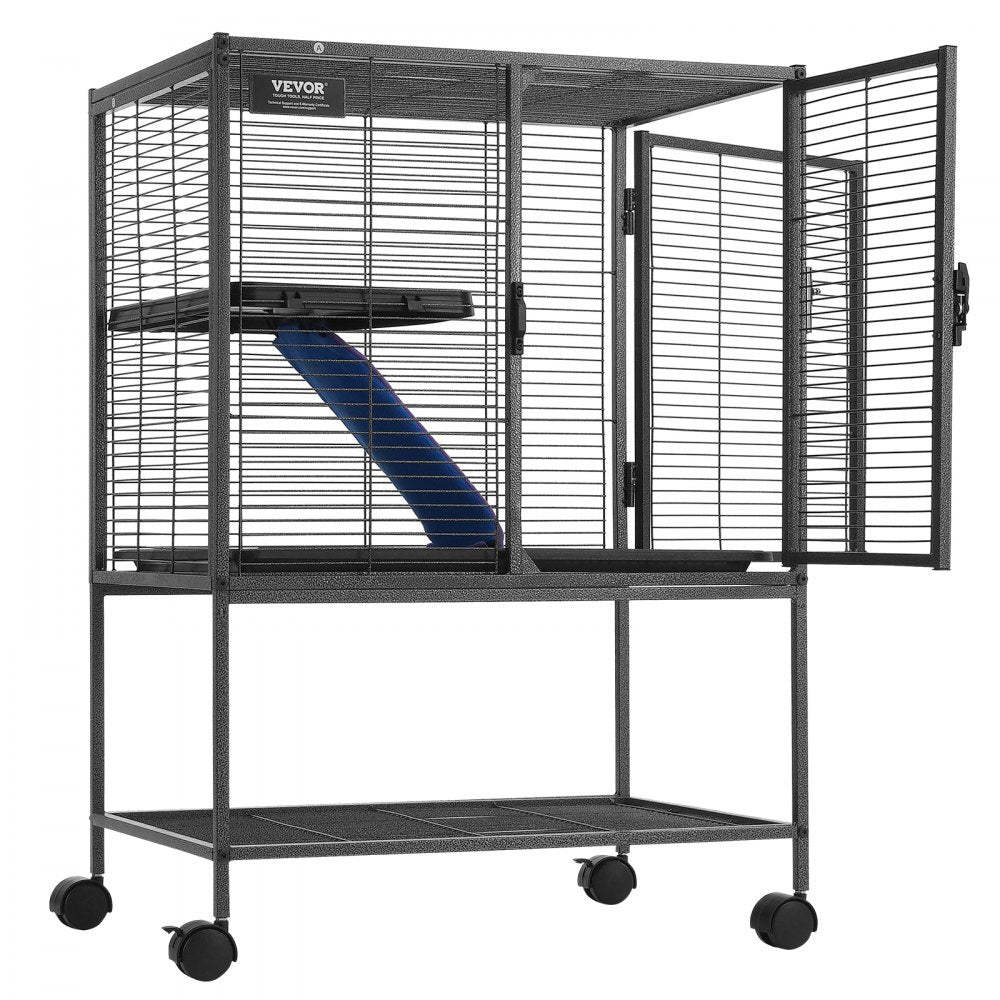 VEVOR 34" Rolling Metal Ferret Cage, Large 2-Tier  Cage, Small Animal Cage with Ramps & Tray, Easy to Set up for Pet Rats, Hamster, Guinea Pig, Chinchilla, Squirrel, Hedgehogs, Bunny