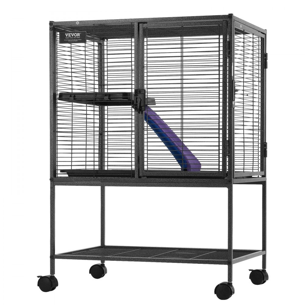 VEVOR 34" Rolling Metal Ferret Cage, Large 2-Tier  Cage, Small Animal Cage with Ramps & Tray, Easy to Set up for Pet Rats, Hamster, Guinea Pig, Chinchilla, Squirrel, Hedgehogs, Bunny