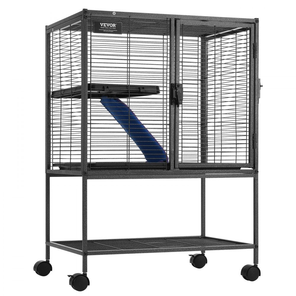 VEVOR 34" Rolling Metal Ferret Cage, Large 2-Tier  Cage, Small Animal Cage with Ramps & Tray, Easy to Set up for Pet Rats, Hamster, Guinea Pig, Chinchilla, Squirrel, Hedgehogs, Bunny