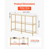 VEVOR 3-Tier Glass Console Table, Modern Rectangle Sofa Side Table with Tempered Glass Top and Iron Legs, Golden Consloe Desk with Anti-Tip Device for Living Room, Hallway, Entryway, Foyer, Golden