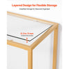 VEVOR 2-Tier Glass Console Table, Modern Rectangle Sofa Side Table with Tempered Glass Top and Iron Legs, Golden Consloe Desk with Anti-Tip Device for Living Room, Hallway, Entryway, Foyer, Golden