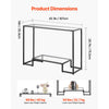 VEVOR 2-Tier Glass Console Table, Modern Rectangle Sofa Side Table with Tempered Glass Top and Iron Legs, Golden Consloe Desk with Anti-Tip Device for Living Room, Hallway, Entryway, Foyer, Black