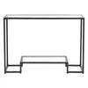 VEVOR 2-Tier Glass Console Table, Modern Rectangle Sofa Side Table with Tempered Glass Top and Iron Legs, Golden Consloe Desk with Anti-Tip Device for Living Room, Hallway, Entryway, Foyer, Black