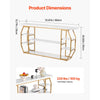 VEVOR Marble Console Table, 3 Tiers Modern Console Table for Open Storage, Golden Geometric Table with Iron Tubes, Anti-Tip Device and Triangular Support for Living Room, Hallway, Entryway, Foyer