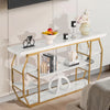 VEVOR Marble Console Table, 3 Tiers Modern Console Table for Open Storage, Golden Geometric Table with Iron Tubes, Anti-Tip Device and Triangular Support for Living Room, Hallway, Entryway, Foyer