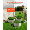 VEVOR 3 Pcs Galvanized Raised Garden Beds, 2 x 2 x 1 ft, Round Metal Planter Boxes Kit Outdoor, Bottomless Elevated Garden Boxes with Gloves, Alu-Zinc, for Planting Flowers Vegetables Herbs, Beige