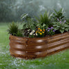 VEVOR 2 Pack Galvanized Raised Garden Beds, 4 x 2 x 1 ft, Oval Metal Planter Boxes Kit Outdoor, Bottomless Elevated Garden Box with Gloves, Alu-Zinc, for Planting Flowers Vegetables, Deep Wood Grain