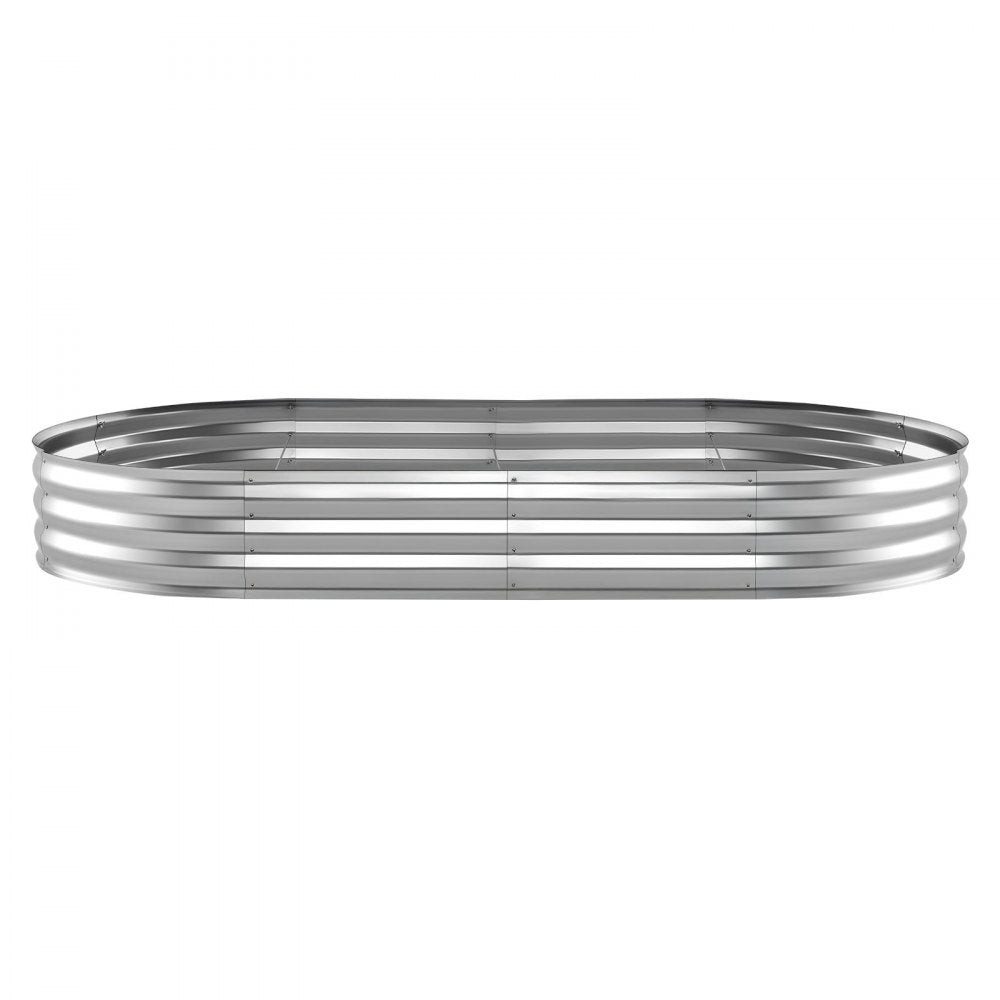 VEVOR Galvanized Raised Garden Bed, 8 x 4 x 1 ft, Oval Metal Planter Box Kit Outdoor, Bottomless Elevated Garden Box with Gloves, Rustproof Alu-Zinc, for Planting Flowers Fruits Vegetables, Silver