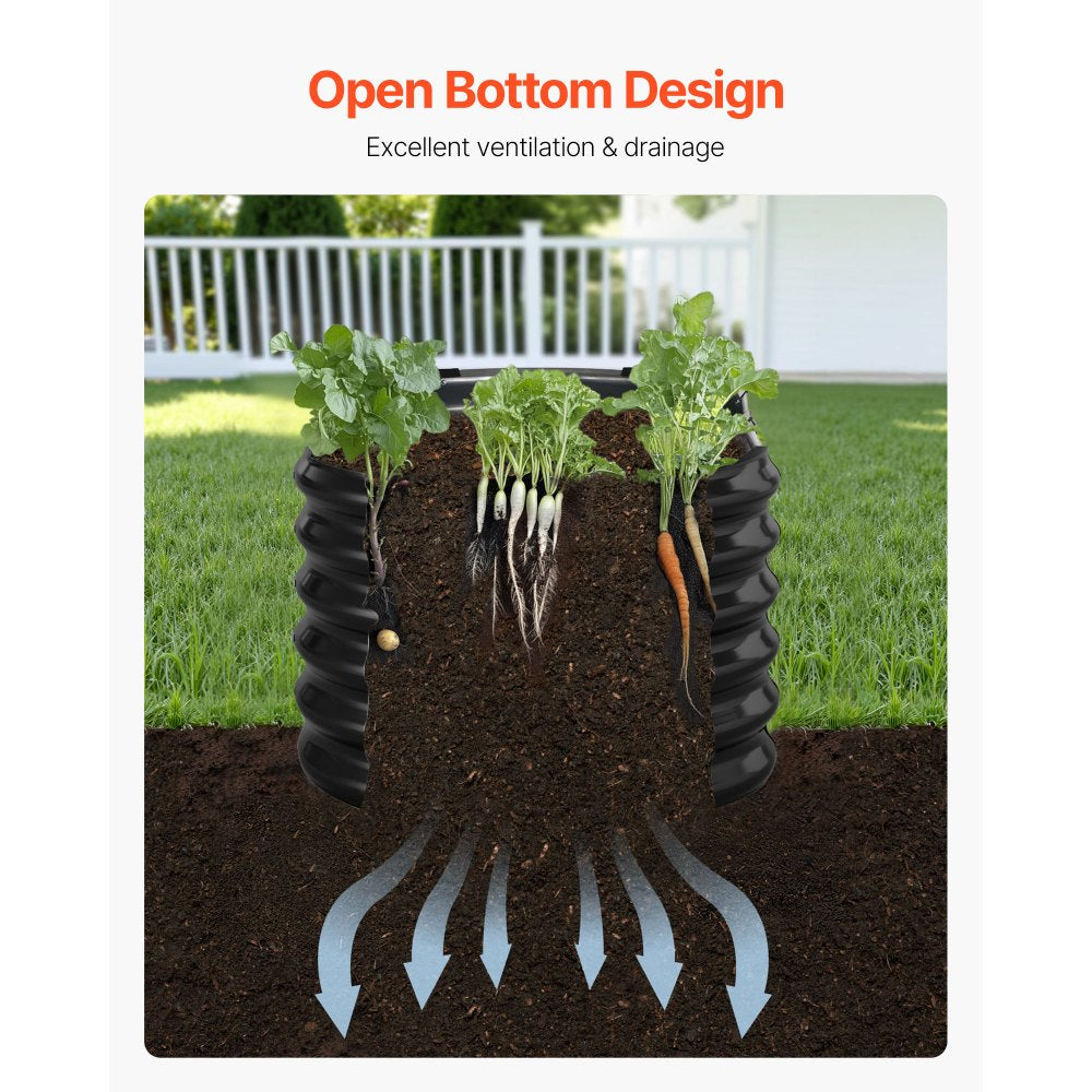 VEVOR Metal Raised Garden Bed, 8 x 2 x 2 ft Oval Outdoor Galvanized Planter Garden Box, Open Bottom Design, Large Planter Raised Bed for Growing Vegetables, Flowers, Herbs, and Succulents, Dark Gray