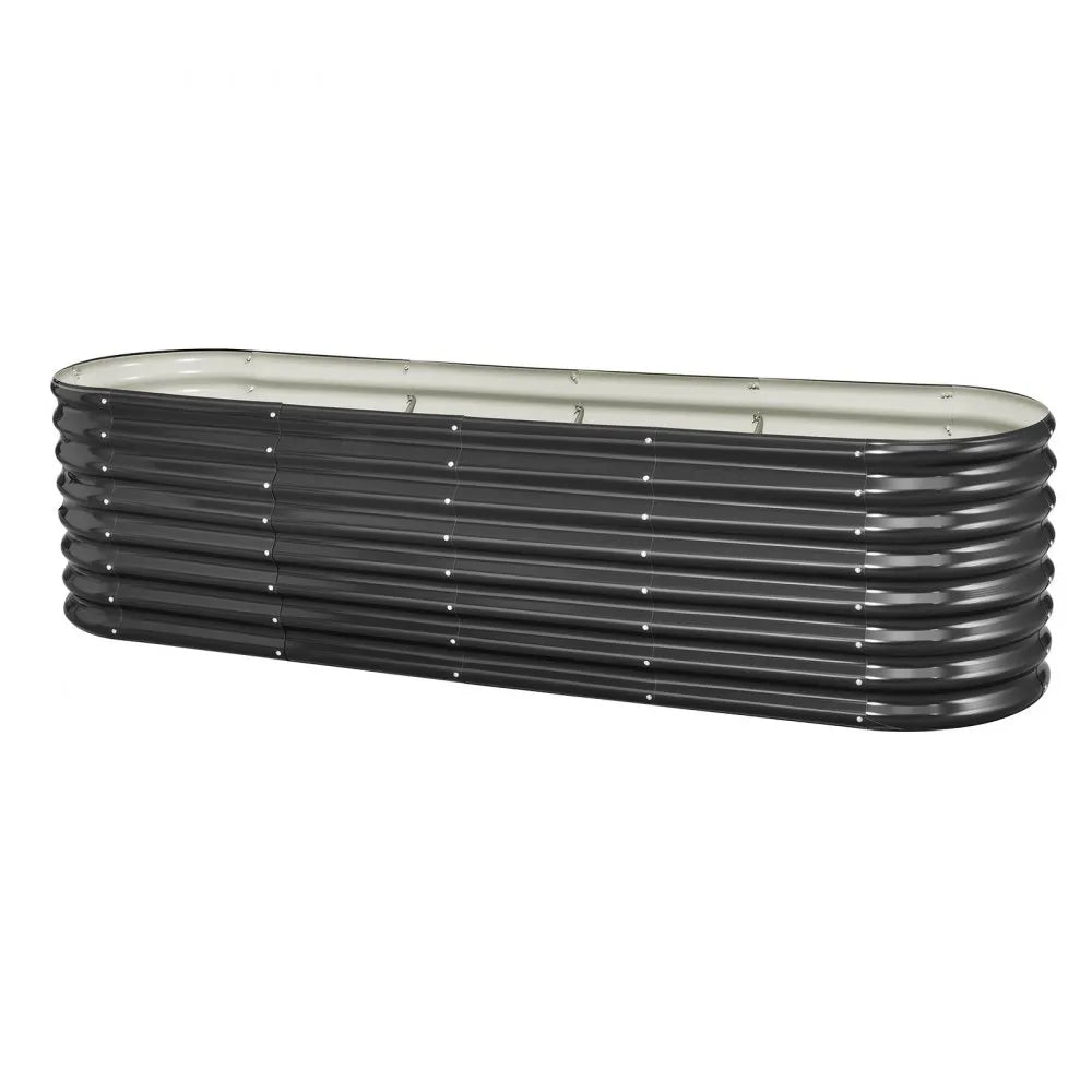 VEVOR Metal Raised Garden Bed, 8 x 2 x 2 ft Oval Outdoor Galvanized Planter Garden Box, Open Bottom Design, Large Planter Raised Bed for Growing Vegetables, Flowers, Herbs, and Succulents, Dark Gray