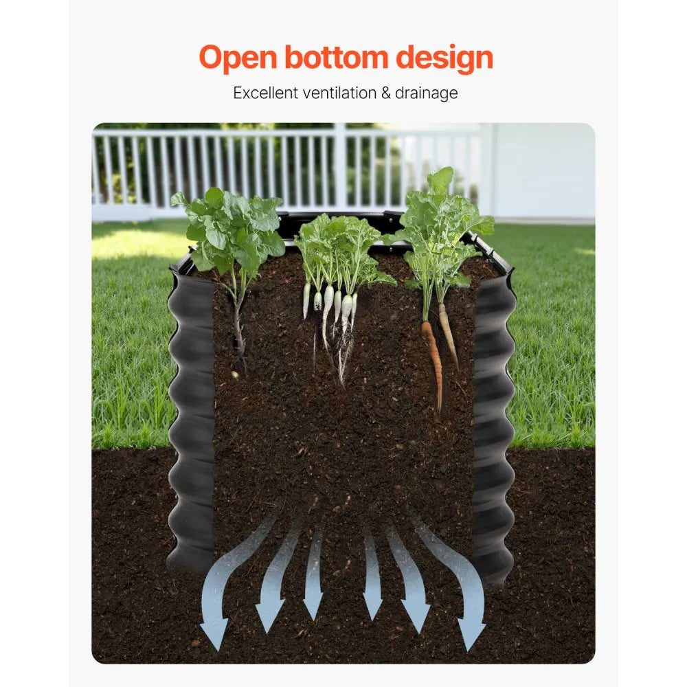 VEVOR Metal Raised Garden Bed, 8 x 2 x 2 ft Outdoor Galvanized Planter Box, with Open Bottom, Large Oval Planter Raised Bed for Gardening Vegetables, Flowers, Herbs, and Succulent Plants, Dark Gray