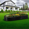 VEVOR Metal Raised Garden Bed, 8 x 2 x 1 ft Oval Outdoor Galvanized Planter Garden Box, Open Bottom Design, Large Planter Raised Bed for Growing Vegetables, Flowers, Herbs, and Succulents, Dark Gray