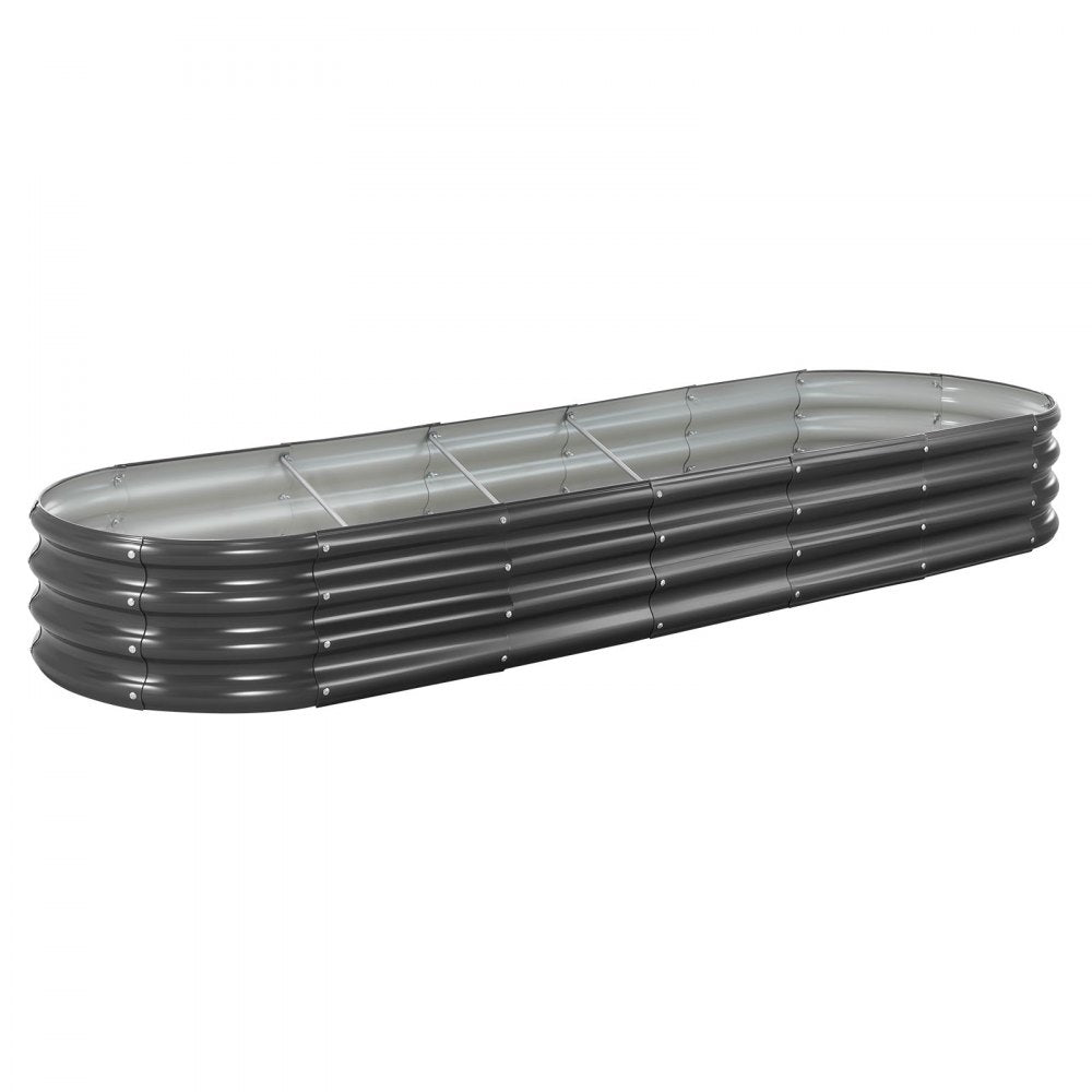 VEVOR Metal Raised Garden Bed, 8 x 2 x 1 ft Oval Outdoor Galvanized Planter Garden Box, Open Bottom Design, Large Planter Raised Bed for Growing Vegetables, Flowers, Herbs, and Succulents, Dark Gray