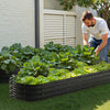 VEVOR Metal Raised Garden Bed, 8 x 2 x 1 ft Outdoor Galvanized Planter Box, with Open Bottom, Large Oval Planter Raised Bed for Gardening Vegetables, Flowers, Herbs, and Succulent Plants, Dark Gray