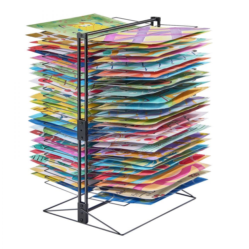 VEVOR Art Drying Rack, 50 Removable Shelves 20 x 17 x 30 inch Paint Drying Rack with Stable Base, Carbon Steel Metal Painting Drying Rack for Artwork in Classroom, Art Studios and Schools, Black