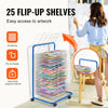 VEVOR Art Drying Rack, 25 Removable Shelves 23.75 x 17.5 x 38 inch Paint Drying Rack With Lockable Wheels, Carbon Steel Painting Drying Rack for Artwork in Classroom, Art Studios, Schools, Blue+White