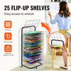 VEVOR Art Drying Rack, 25 Removable Shelves 17 x 13 x 39.4 inch Paint Drying Rack With Lockable Wheels, Carbon Steel Painting Drying Rack for Artwork in Classroom, Art Studios and Schools, Black