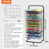 VEVOR Art Drying Rack, 25 Removable Shelves 17 x 13 x 39.4 inch Paint Drying Rack With Lockable Wheels, Carbon Steel Painting Drying Rack for Artwork in Classroom, Art Studios and Schools, Black